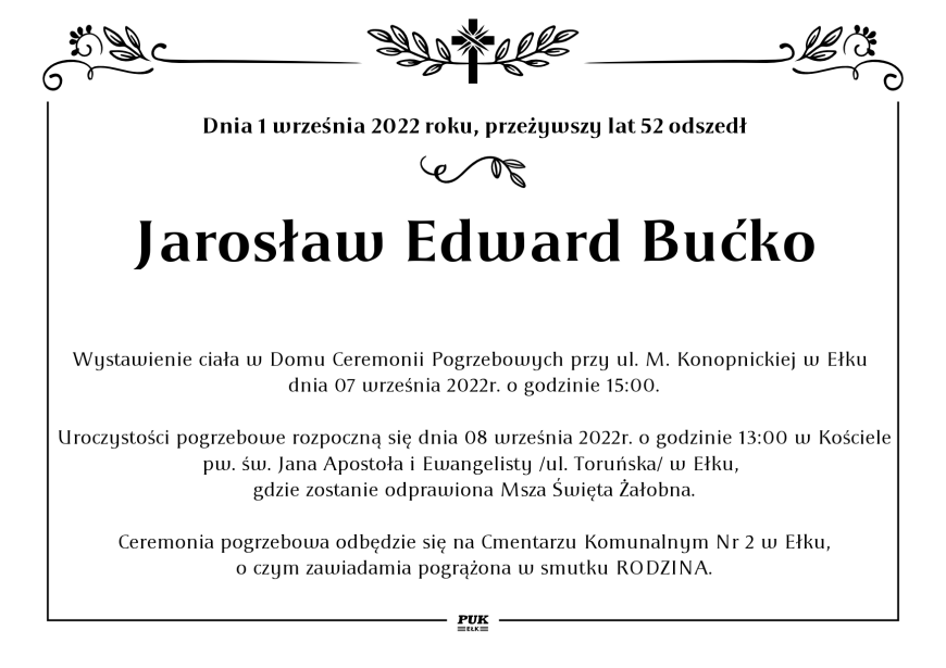 Jarosław Edward Bućko - nekrolog